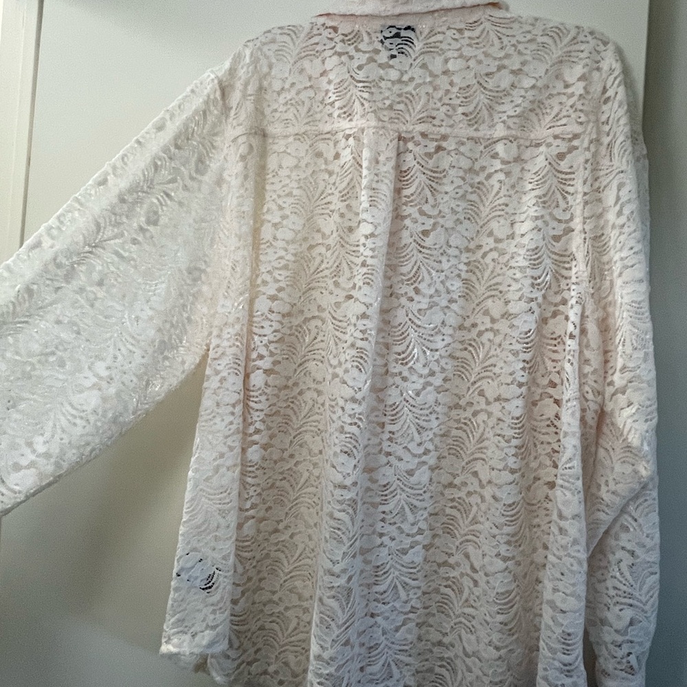 Torrid Cream Lace Collared Blouse